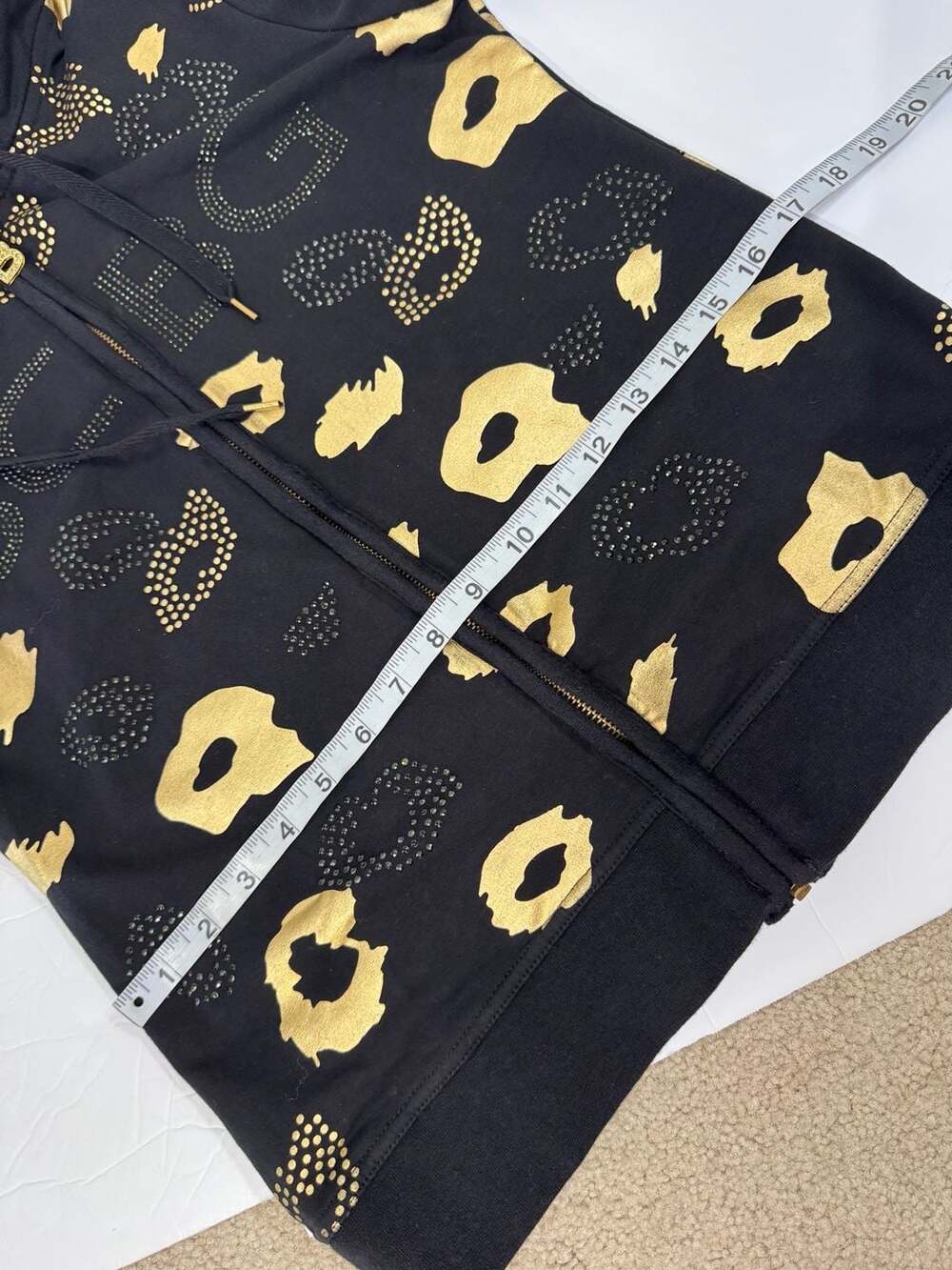 BCBG Max Azria Black and Gold Studded Zip-Up Hoodie Medium - Picture 6 of 10